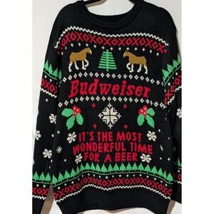 2017 Budweiser Ugly Christmas Sweater Men's Large Clydesdale Beer 100% Acrylic